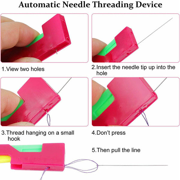 3pcs Mini Fashion Automatic Needle Threader Sewing Threading Guide Device Tool