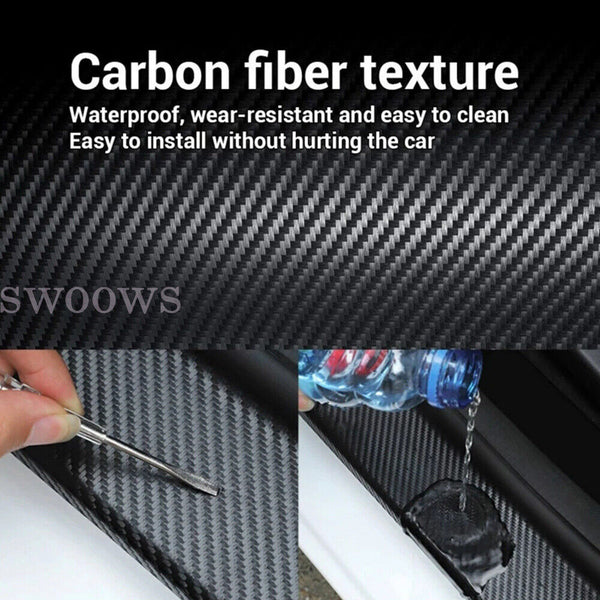 Car Door Sill Protector Edge Sticker Carbon Fiber Rubber DIY Bumper Guard Strip