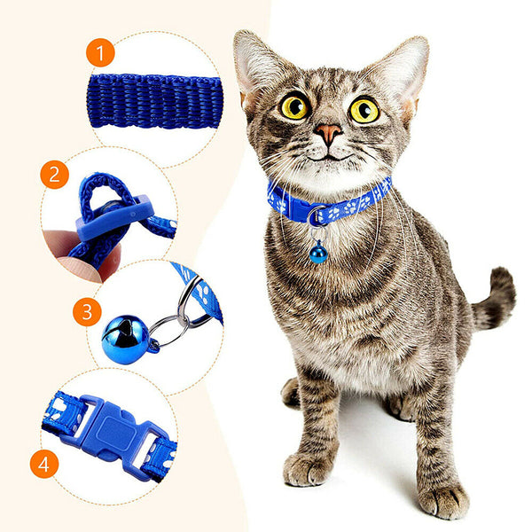 Dog Cat Collar Whelping ID Pet Puppy Kitten Adjustable Harness with Bell AU