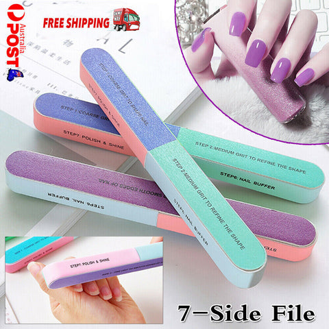 3pcs 7-Way Nail Sanding Block Straight Buffer Files Art Sand Surface Manicure