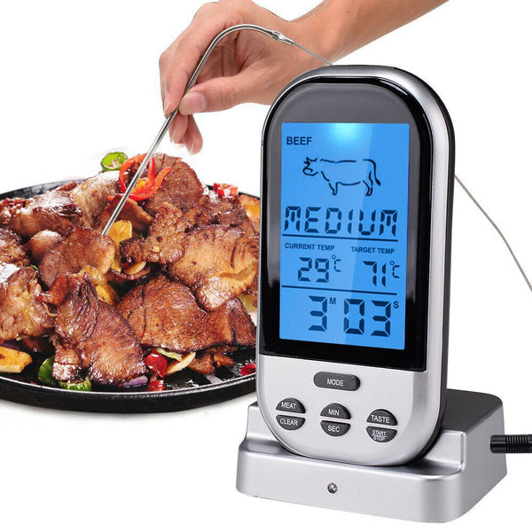 Food Meat Oven BBQ Thermometer Digital Wireless Remote Probe Cooking Set Grill