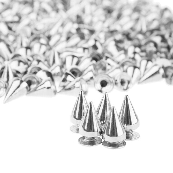 100/200/500x Silver Cone Spikes Screwback Studs DIY Craft Cool Rivets Punk 10mm