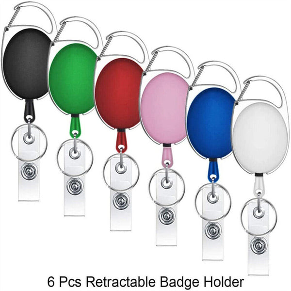 6x Retractable Key Chain ID Badge Card Holder Lanyard Keyring Carabiner Clip AU