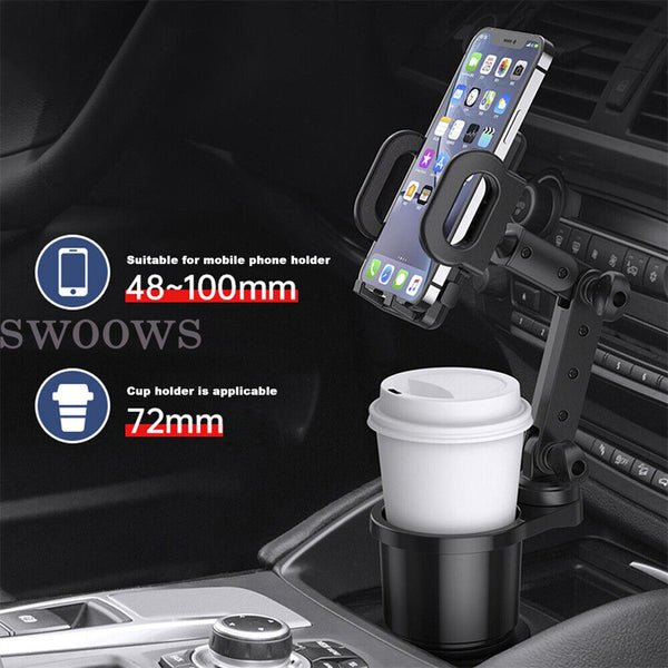 Phone Mount Car Cup Holder 360 Rotating Adjustable Bracket for GPS Mobile Phone