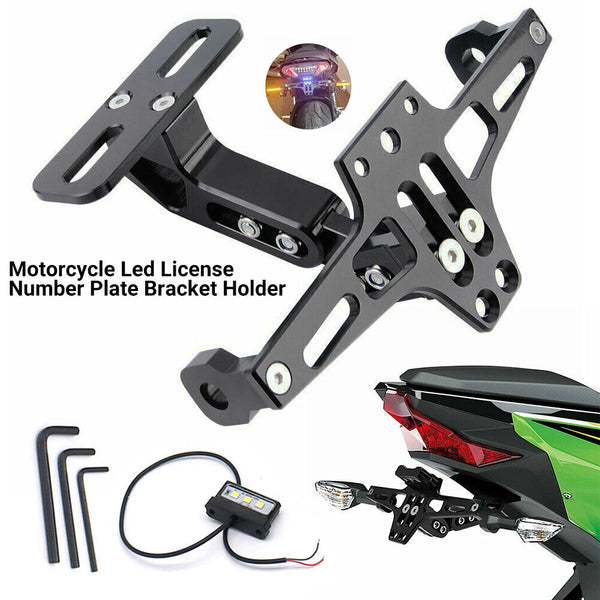 Universal Motorcycle Fender Led License Number Plate Bracket Holder Tidy Tail