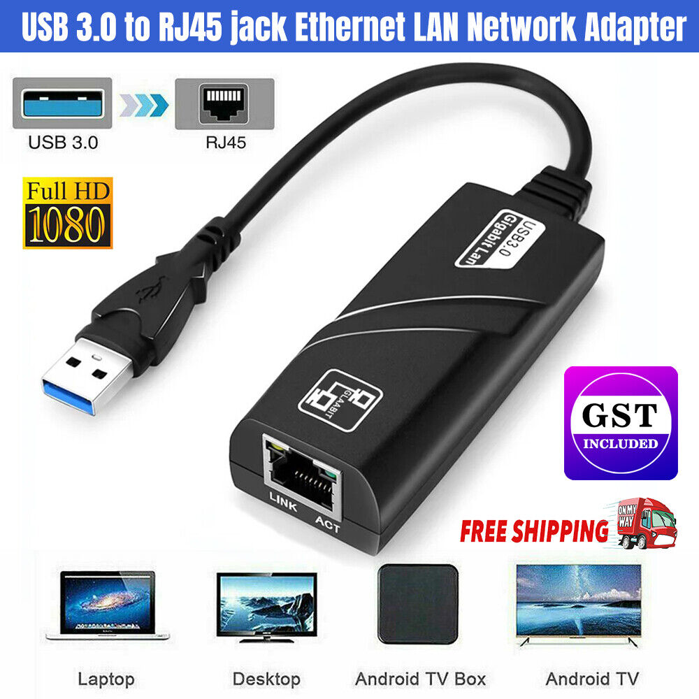 USB 3.0 to RJ45 jack Ethernet LAN Network Adapter 1000Mbps support PC Laptop AU