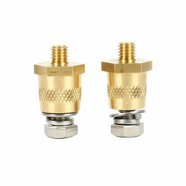 2pcs M8 Battery Terminal Connector Brass Tone Post Adapter/Stud Screws Nuts AU