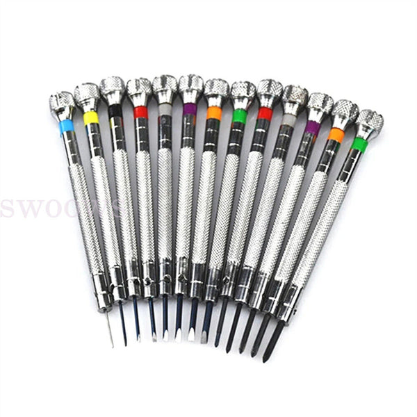 13PCS 0.6-2.0mm Slotted Cross Screwdriver Set Watchmakers Watch Repair Tools