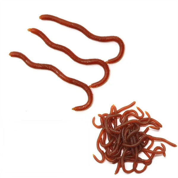 50PCS/Pack 8cm Soft Earthworm Fishing Bait Red Worm Lures Grub Simulation Tackle