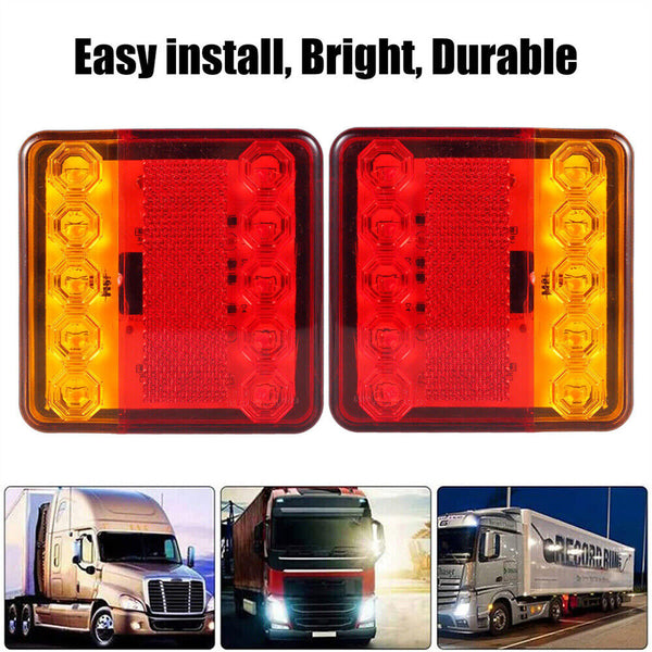 2Pcs 12/24v LED truck Trailer Lights Rear Tail Lights Square Tail Stop lamp