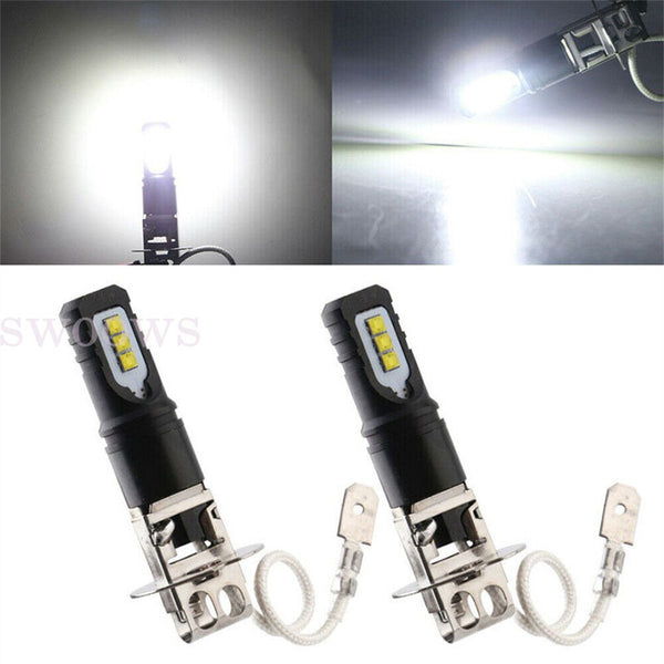 Pair 160W Car H3 LED Headlight Fog Light Beam Bulbs Globes 6500K White 12000LM