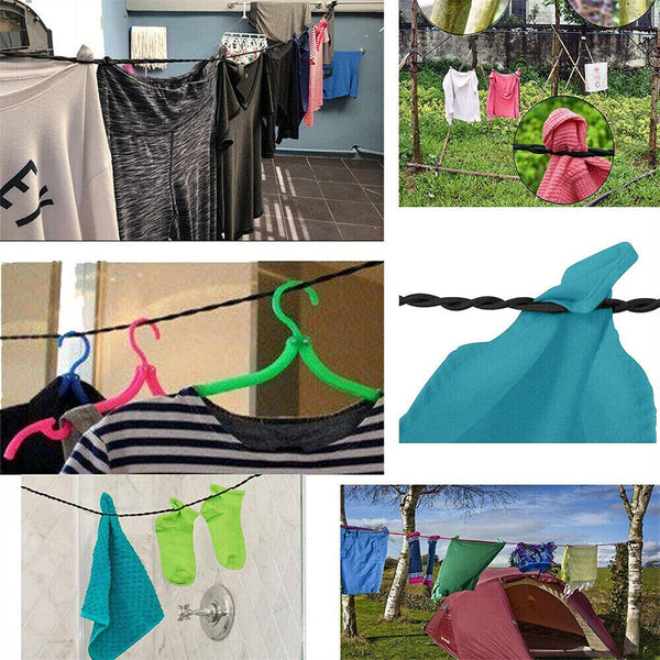 Travel Clothesline Clothes Line Pegless Washing Line Camping Windproof Portable