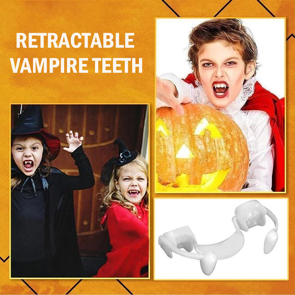 Retractable Vampire Teeth Halloween Cosplay Makeup Zombie Horrific Tooth Fangs