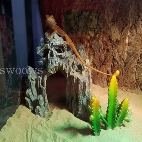 Aquarium Skull Mountain Cave Rockery Ornament Fish Tank Landscape Stone