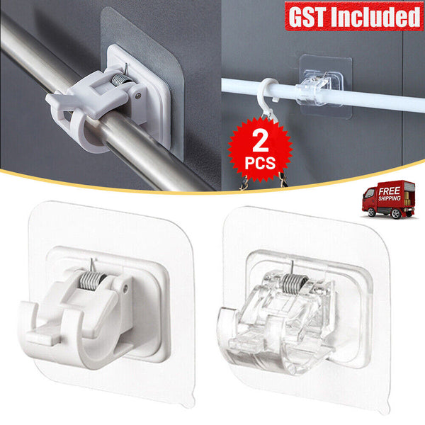 Nail-free Adjustable Curtain Pole Wall Bracket Self-adhesive Rod Holder 2-8pcs