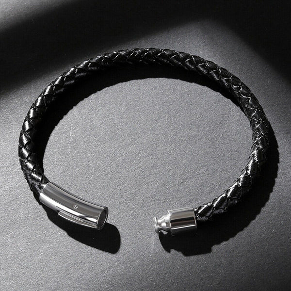 Artificial Leather Rope Wrap Alloy Braided Bangle Bracelet Wristband Buckle 23cm