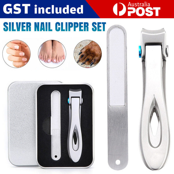 Men Women Stainless Steel Thick Nail Clipper Finger Toe Cutter With Metal Case