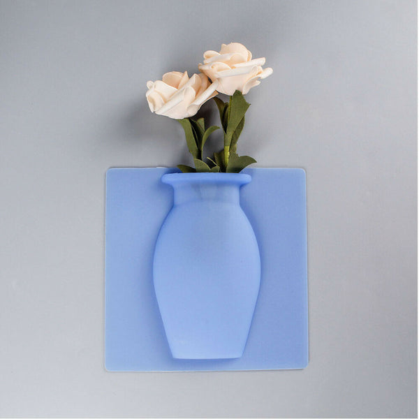 Silicone Sticky Vase Wall Fridge Magic Flower Plant Pot Glass Mirror Decoration