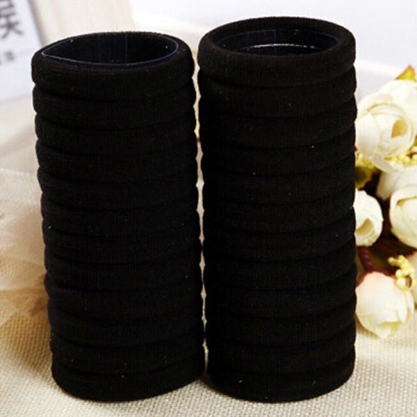 50x Women Girls Hair Band Ties Rope Ring Elastic Hairband Ponytail Holder Black