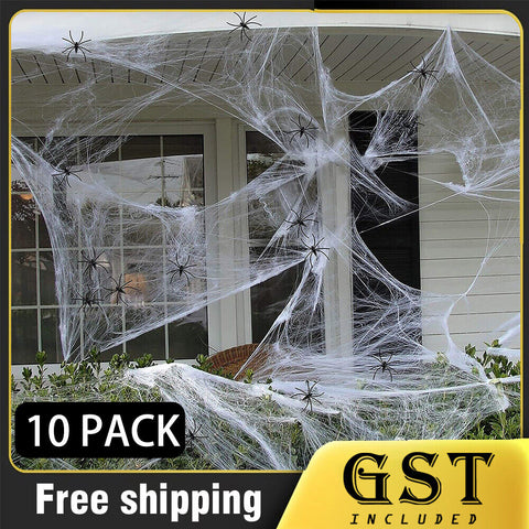 5/10 packs Stretchable Spider Web Spooky Halloween Party Ghost Halloween House