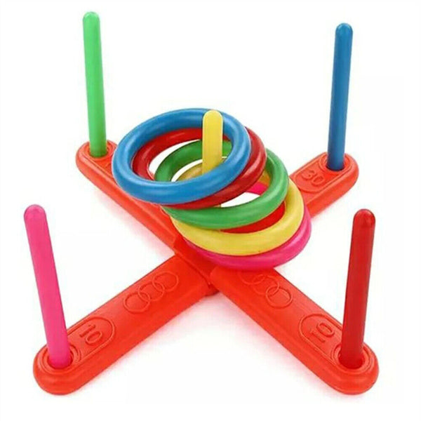 Children Rope Hoop Quoits Fun Ring Toss Outdoor Game Set Puzzle Interactive Toy