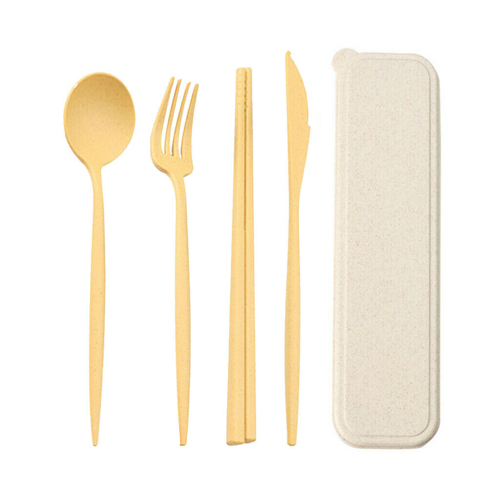 Portable Reusable Spoon Fork Travel Chopsticks Straw Box Tableware Cutlery Set