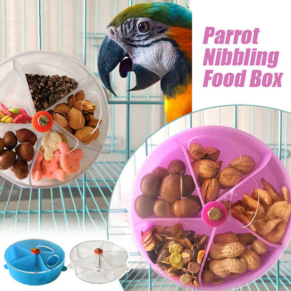 Rotate Pet Parrot Toys Wheels Bite Chewing Birds Foraging Food Box Cage Feeder