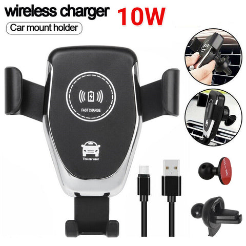 Qi Wireless Auto Fast Charger Car Holder Gravity Mount Air Vent Phone Holder AUS