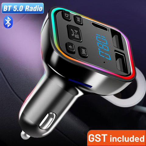 1/2x Bluetooth 5.0 Radio Car Wireless FM Transmitter Dual USB Charger MP3 Player