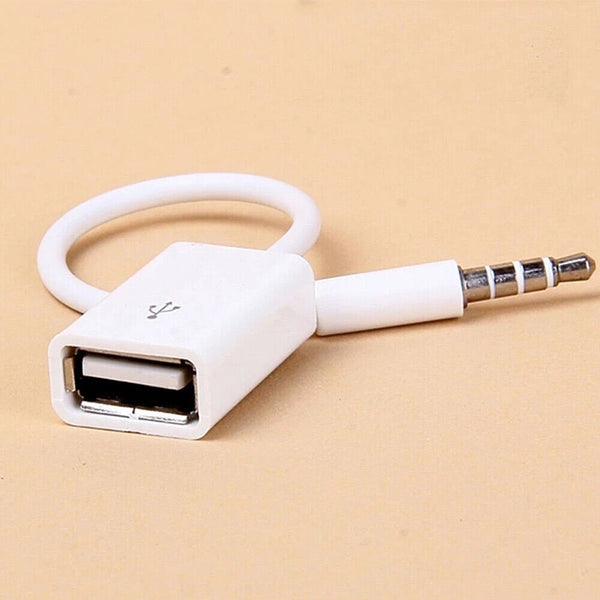 Male Cable Plug AUX Jack 3.5mm Audio to USB 2.0 Female Converter Cord Play MP3