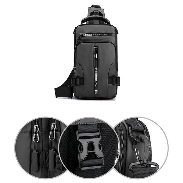 Men's Sling Crossbody Bag Anti-theft Shoulder Chest Messenger Backpack USB Port