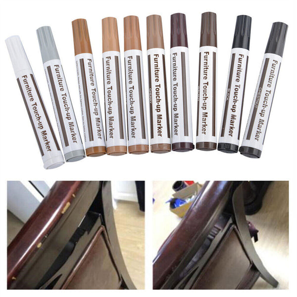 10Color Scratch Wood Furniture Timber Repair Pen Touch Up Marker + 10 Fill Stick