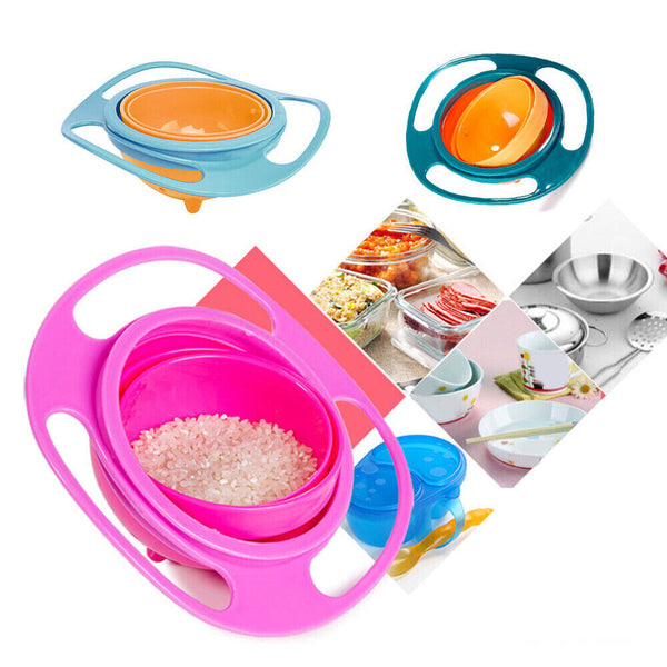 Baby Kids Feeding Bowl Magic 360 degree Rotating Gyro Toddler Infants No Spill