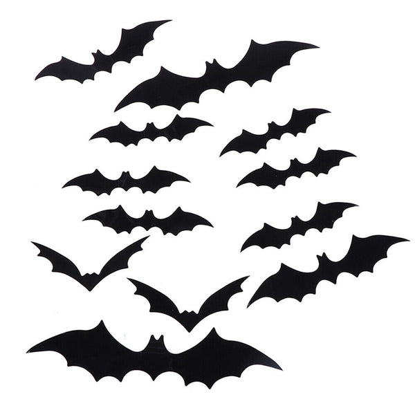 Halloween 12-48PCS DIY Scary Horror 3D Bats Decoration Wall Decals Stickers AU