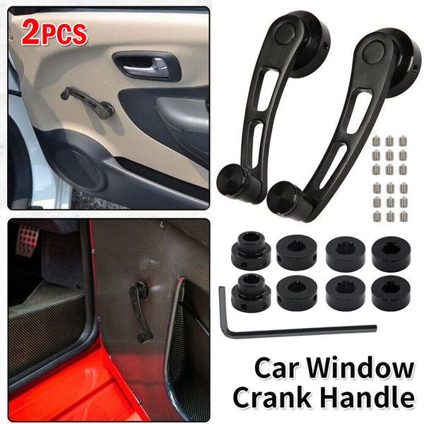 2x Aluminum Manual Billet Car Window Crank Handle Winder Lever Kit Universal