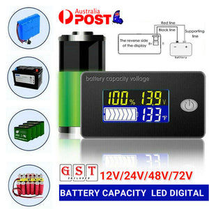 72V LED Digital Monitor Volt Battery Capacity Display Voltmeter Ni-MH Li Car AU