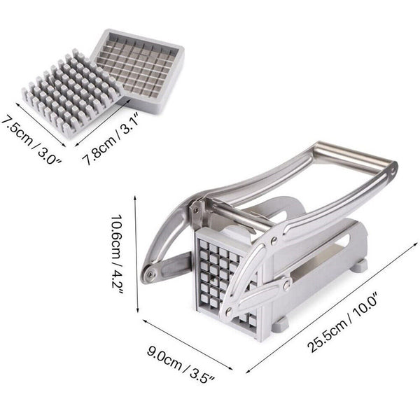 Stainless French Fries Slicer Potato Chip Cutter Chipper Chopper Maker +2 Blades