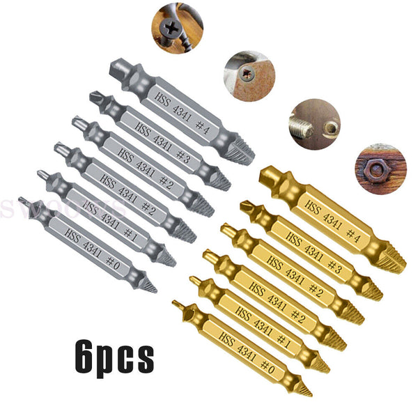 6pcs Damaged Screw Extractor Speed Out Drill Bits Tool Set Broken Bolt Remover