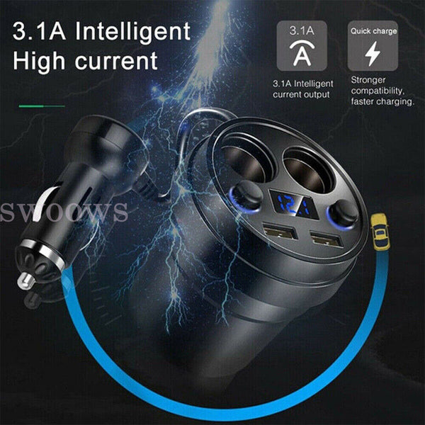 Multi Car Cigarette Lighter Socket Splitter USB 2 Way Dual Charger Power Adapter