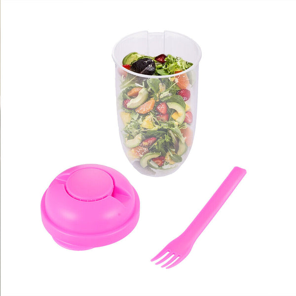 1-4 Portable Salad Cup w/Fork Large Capacity Multipurposes Picnic Bento Food Box