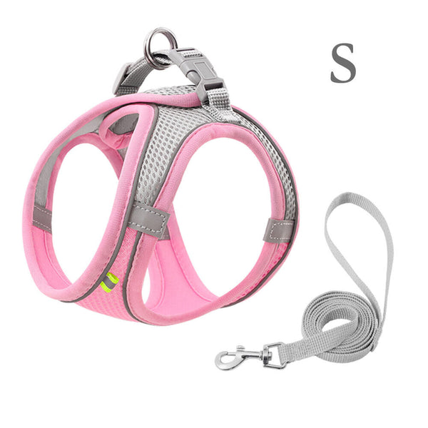 Reflective Dog Harness Adjustable Breathable Outdoor Collars Strap Pet Cat Leash