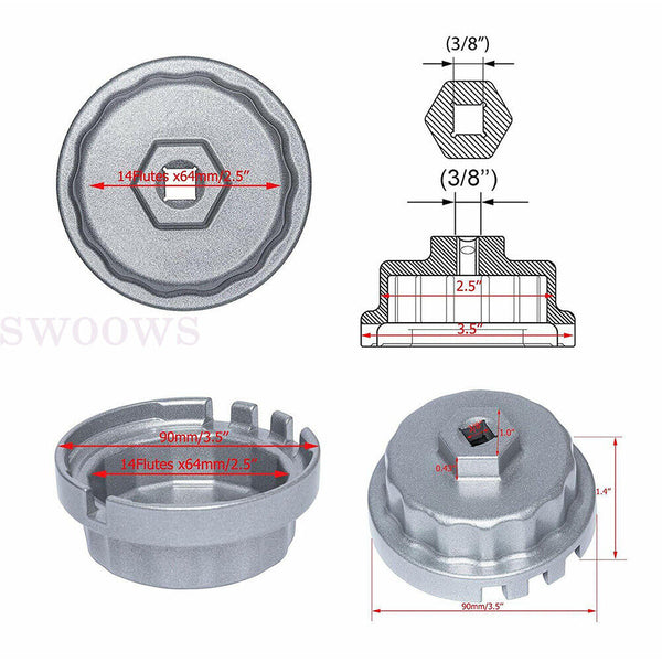 Oil Filter Socket Removal Wrench Tool For Toyota Landcruiser VDJ 200 1VDFTV