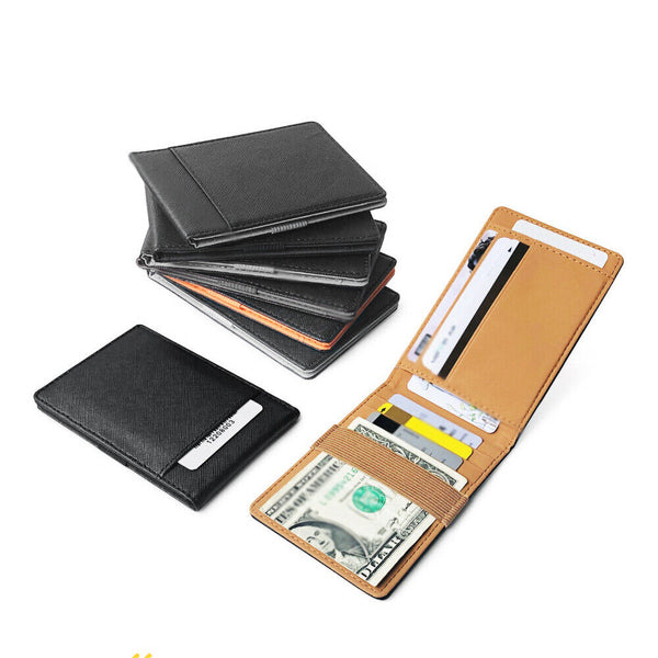 WALLET MONEY MENS WOMENS BLACK LEATHER CREDIT CARD HOLDER SLIM WALLET AU