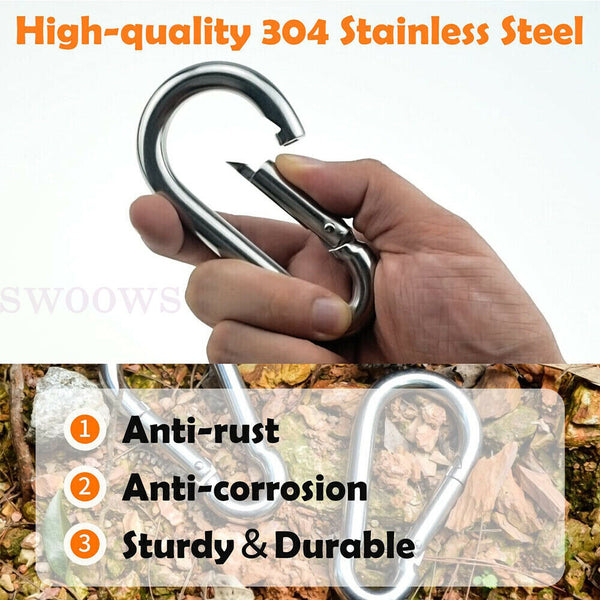 UP 100pcs Aluminum Carabiner Snap Hook D-Ring Clip Key chain Clips Clasp Hiking