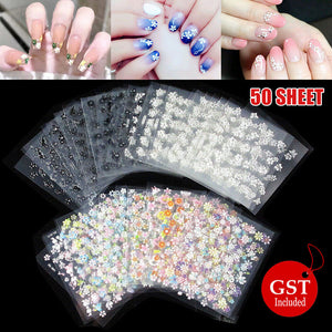 50-200Sheet Flower Decal Transfer Manicure 3D Nail DIY Sticker Tips Decoration