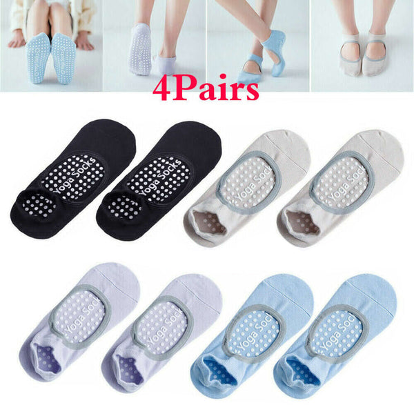 Yoga Socks Non Slip Ballet Pilates Massage Sock with Grip Exercise Gym 1/4Pairs