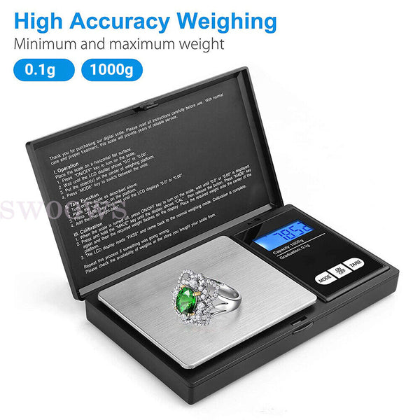 1000g/0.1g Gram Mini Pocket Electronic LCD Digital Weighing Scales Gold Jewelry