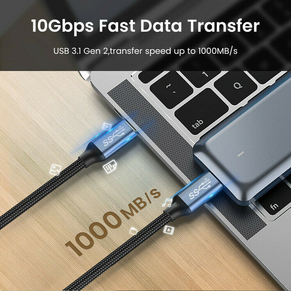 USB-C To USB-C 3.1 Gen 2 Cable Fast Charging 10Gbps 4K 100W Video Data Transfer