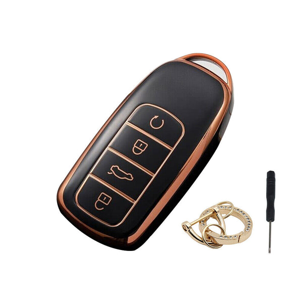 TPU Car Remote Key Fob Case Cover For Chery Omoda 5 Black Gold Keyring