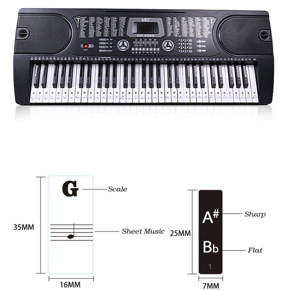 88/61/54/49 Key removable Laminated stickers For Music Keyboard Piano Stickers